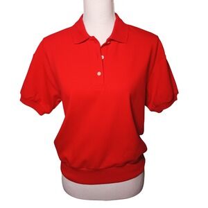 NEW EVERLANE Organic Cotton Red Polo Shirt Short Sleeve Elastic Hem S Oversized